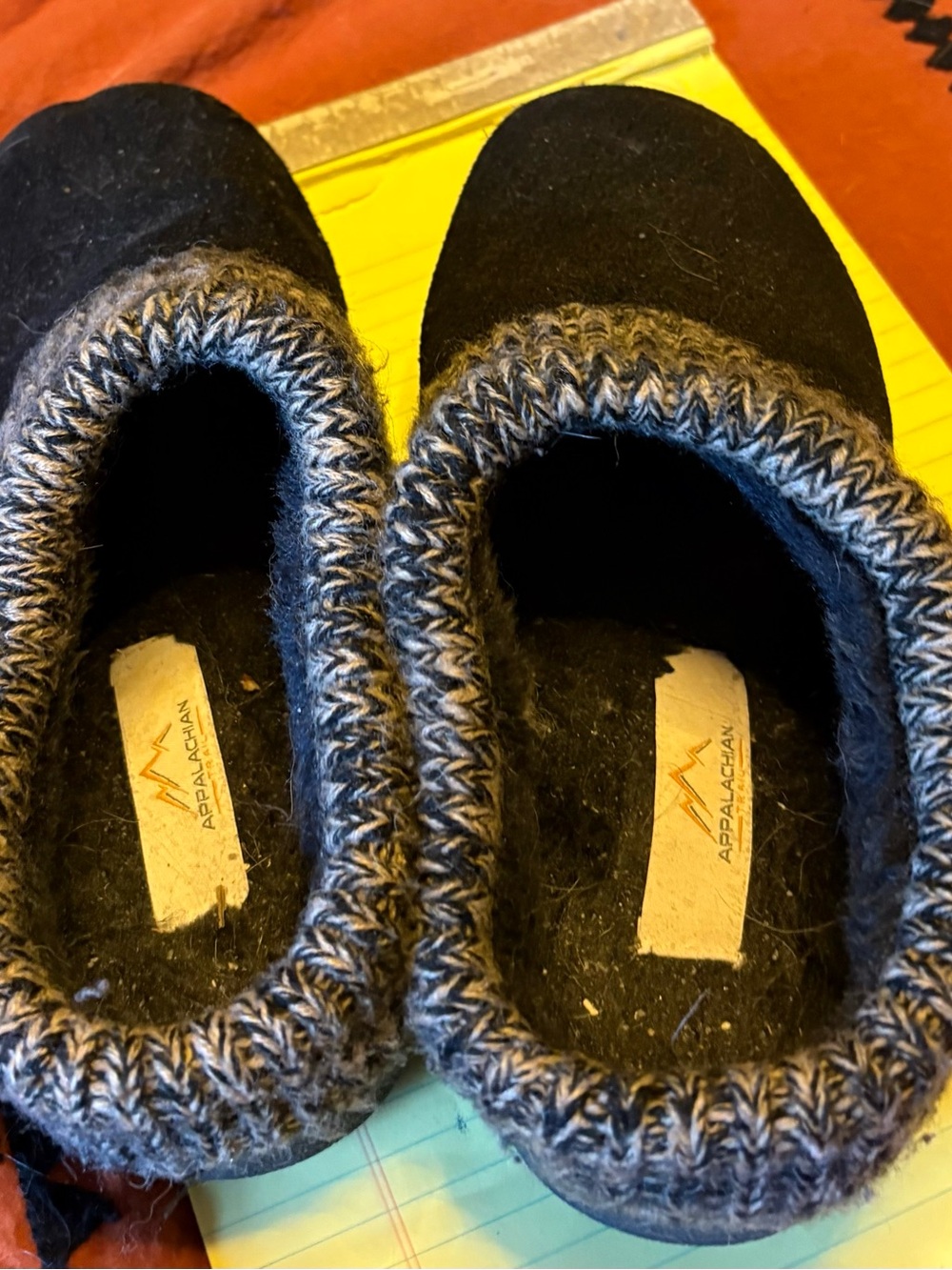 Kids Black Wool-Trim Slip-On Shoes